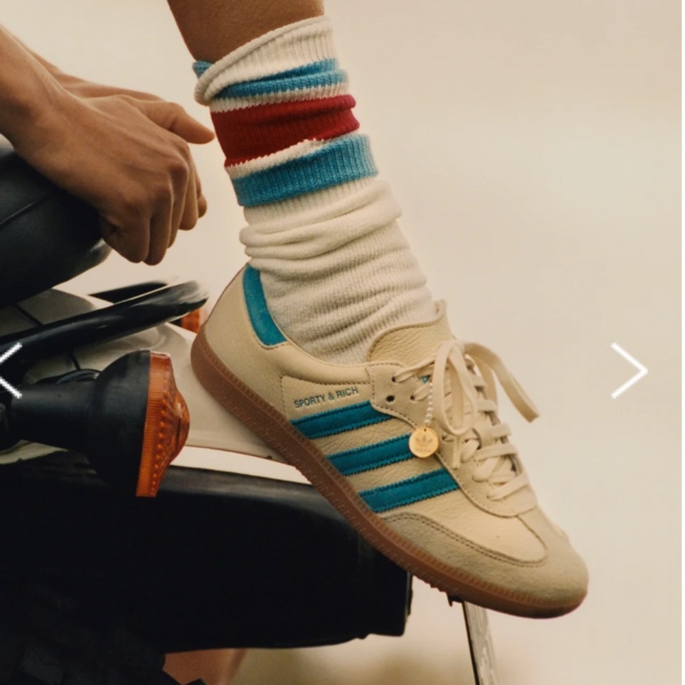 Sporty & Rich Beige and Teal Sneakers